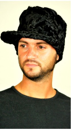 Karakul fur hat - with visor